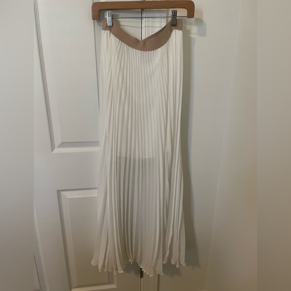 BCBG White Pleated Maxi Skirt